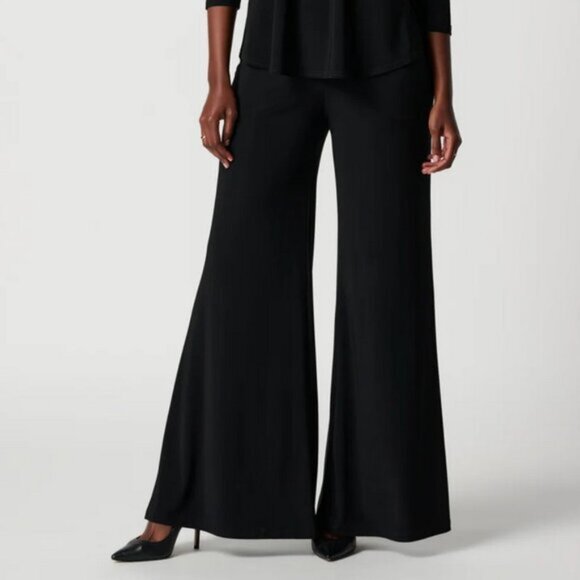 Joseph Ribkoff Wide Leg Pants Size 10 Black High Rise Palazzo Slinky Classic - Picture 1 of 12